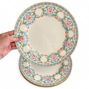 Antique Mintons China Floral Dinner Plate Set England B833